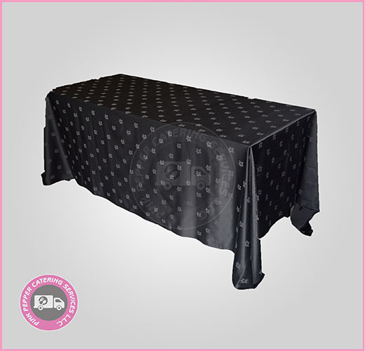 Black Rectangle Table Cover with Ivy print Rentals in Dubai