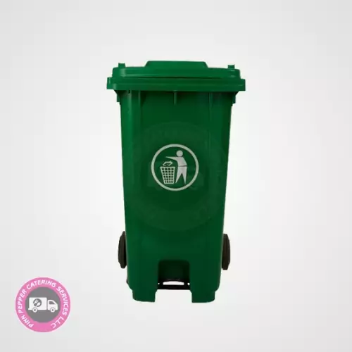 garbage bin green with steel pedal